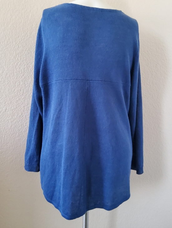 Eileen Fisher 100% Organic Linen Cardigan Sweater Top Blue Size 1X EUC​ - Picture 4 of 7